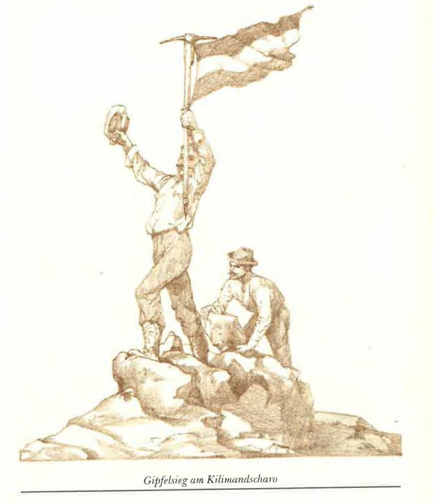 Zeichnung aus Hans Meyers autobiographischem Buch Zum Gipfel des Kilimandscharo